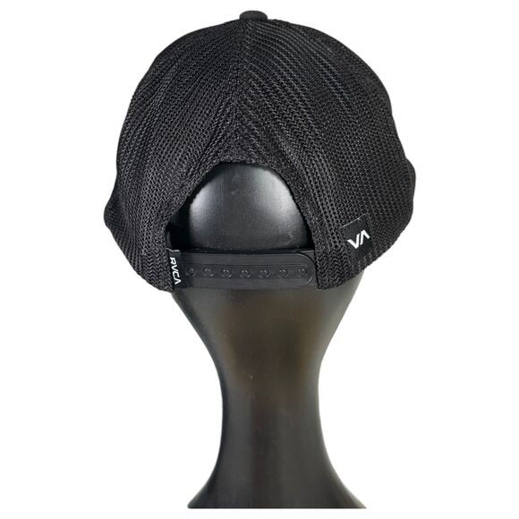 RVCA Black Mid Fit Mesh Trucker Snapback Hat One Size - Picture 5 of 6